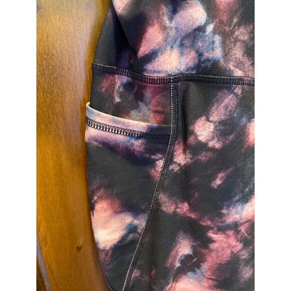 Old Navy Leggings Sz Small High-Rise Go Dry Tie Dye Pink Black Pockets Athletic - Picture 4 of 10